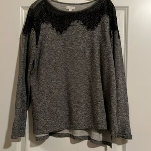 Fancy Sweatshirt Style Top Lace Trim